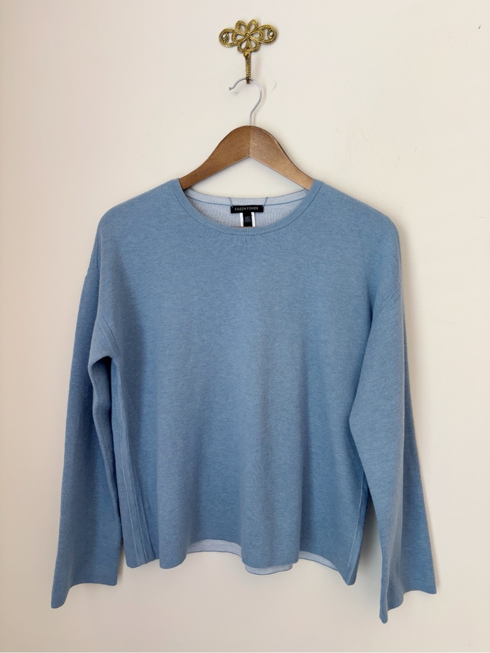 Eileen Fisher Blue Organic Cotton Silk Blend Sweater XS